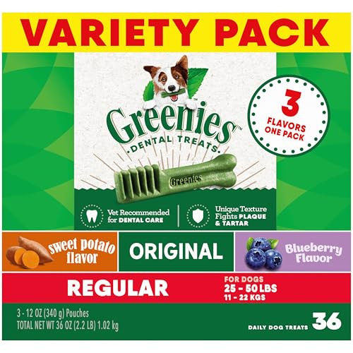 Greenies Regular Dental Dog Treats Variety Pack, 36-Count