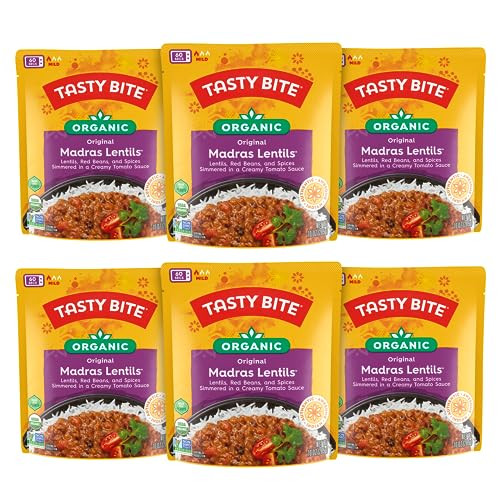 Tasty Bite Organic Madras Lentils, 10 Ounce, Pack of 6