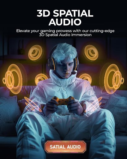 USB Wireless Gaming Headphones W/Bluetooth & 65H Battery Life