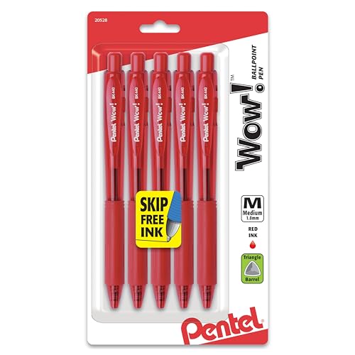 Pentel Wow! Retractable Ballpoint Pens 5-Pack (Red Ink, 1.0mm) Deal