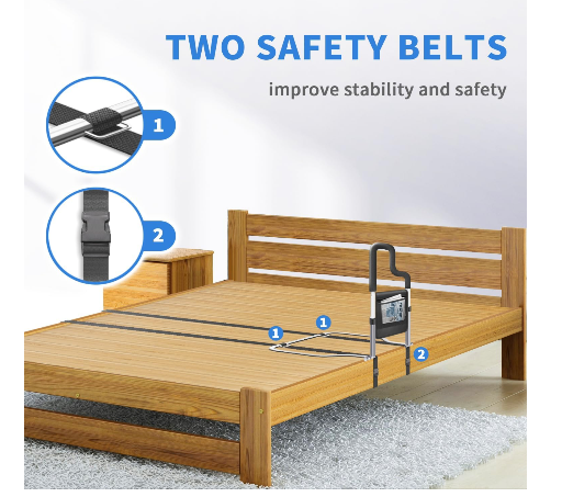 Adjustable Dual-Bar Bed Assist Rail