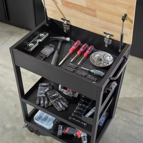 Husky Heavy Duty Welded Utility Cart with Wooden Top