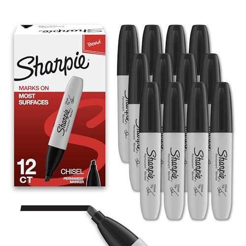 Sharpie Permanent Markers, Chisel Tip (Black) 12-Count