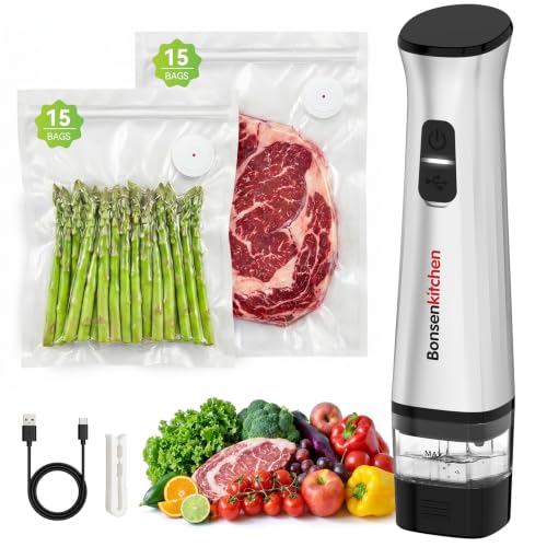 Bonsenkitchen Handheld Vacuum Sealer Machine +30 Reusable Vacuum Bags Deal
