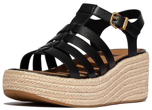 FitFlop Women’s Platforms Espadrille Leather Fisherman Wedge Sandals