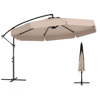 10FT Offset Hanging Patio Cantilever Umbrella with Cover