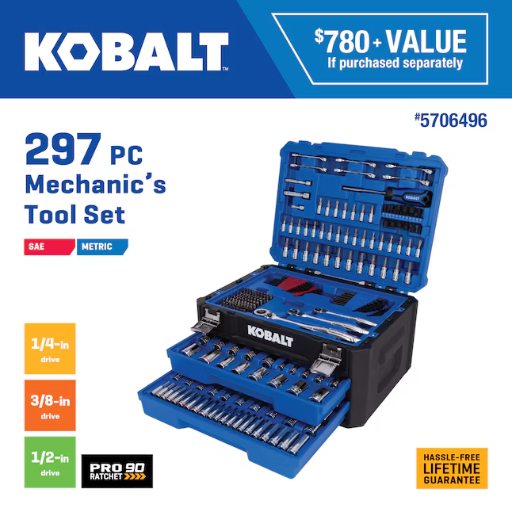 Kobalt 297-Piece SAE & Metric Mechanics Tool Set
