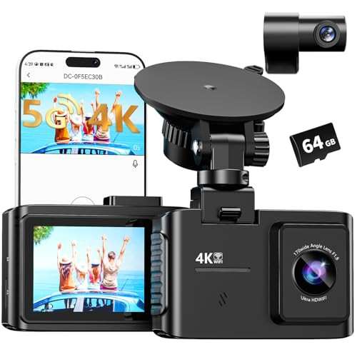 4K Dual Channel Dash Cam W/64GB Card
