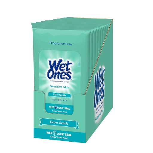 Wet Ones Sensitive Skin Hands and Face Wipes 10-Pack
