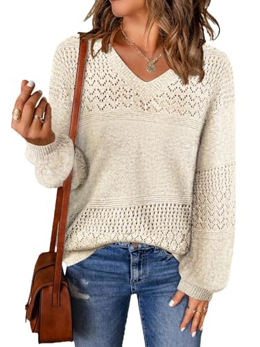 MixShe Women’s V Neck Sweaters Lightweight Sweatshirt