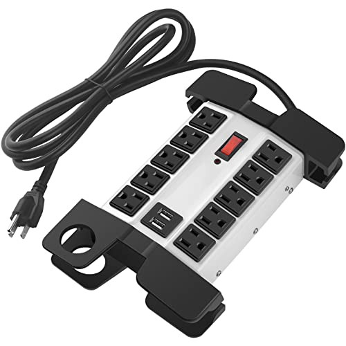 Heavy Duty Power Strip Surge Protector W/15' Extension Cord & USB Ports