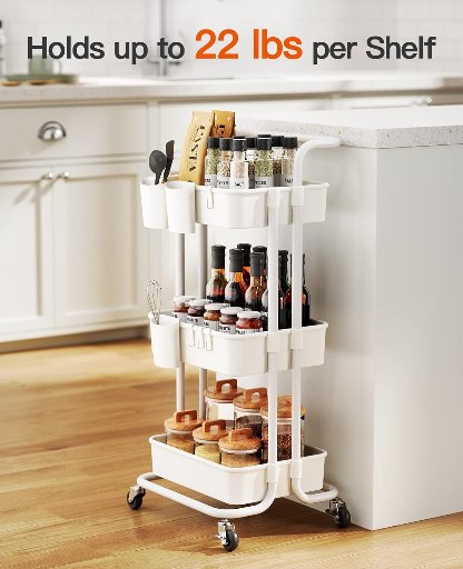 Pipishell 3-Tier Rolling Cart with Wheels
