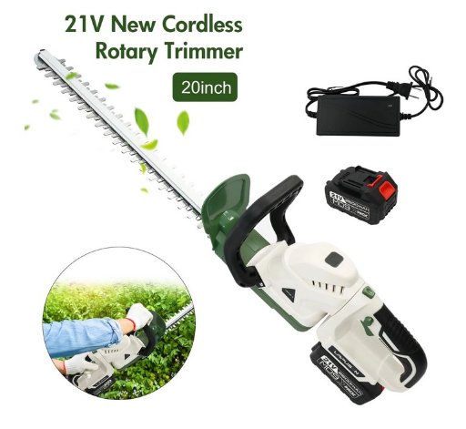 21V Cordless Hedge Trimmer with 20" Dual-Action Blade