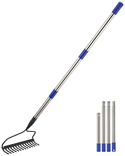 Lilyvane Garden Rake with Adjustable Handle