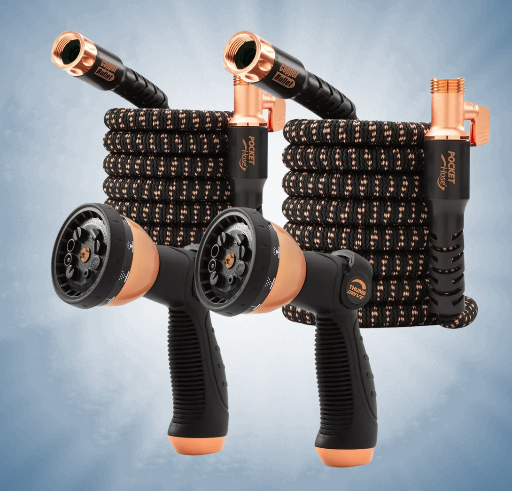Pocket Hose Copper Bullet 25' Hoses with Removable Hand Sprayers - 2 Pack