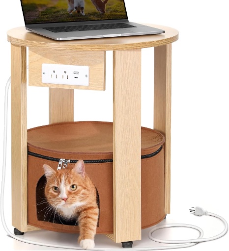 Cat House Side/End Table with Charging Station