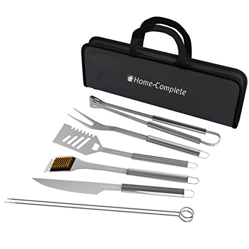 Home-Complete 7-Piece Stainless Steel BBQ Grill Tool Set