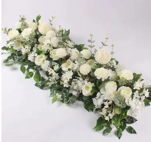 Luxury White Rose Artificial Flower Row
