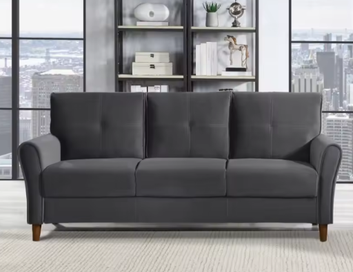 Gray Velvet Upholstery 1pc Comfort Sofa