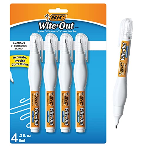 BIC Wite-Out Brand Shake 'n Squeeze Correction Pen 4-Count