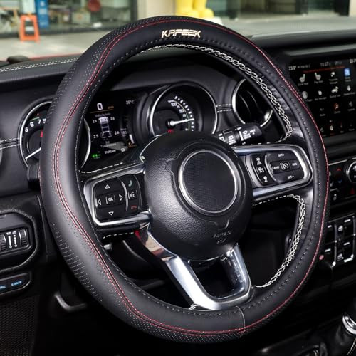 KAFEEK Leather Steering Wheel Cover