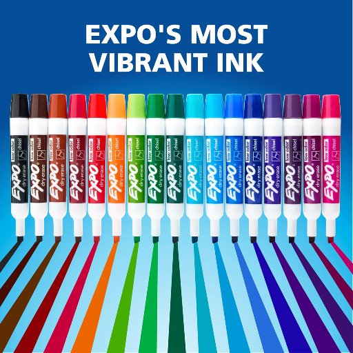EXPO Low Odor Dry Erase Markers, Chisel Tip, Assorted Colors, 12 Count