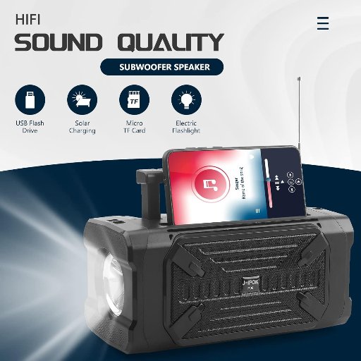 Portable Solar Bluetooth Speaker with Emergency Flashlight