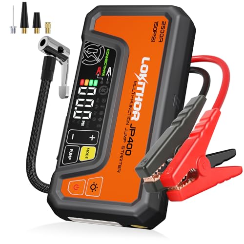 LOKITHOR 12V Portable 2500A Jump Starter w/ Air Compressor
