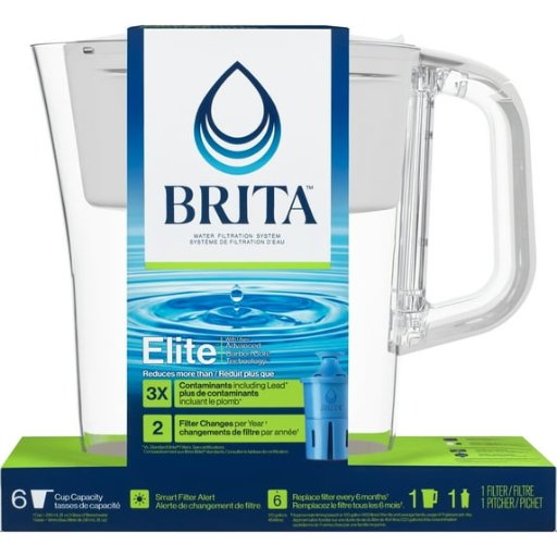 Brita Plastic 6-Cup Denali Water Pitcher w/1 Elite Filter