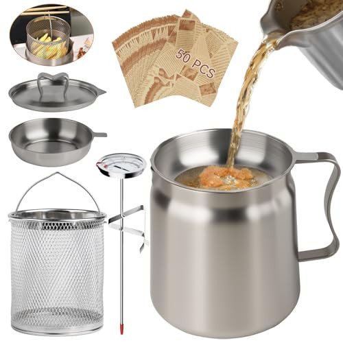 SINYWAY 2L Oil Filter Pot Bacon Grease Saver