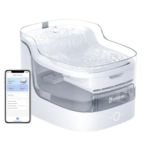 PETGUGU Smart Pet Filtered Water Fountain, 2.4 Gallons