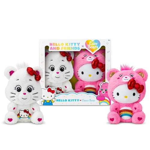 2-Pack Care Bears Hello Kitty Loves Cheer Bear 10" Collectible Plush Toys