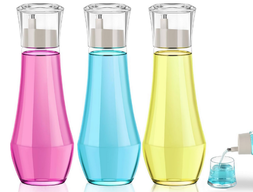 Homkula Glass Mouthwash Dispenser W/Lid Cup, 3-Pack