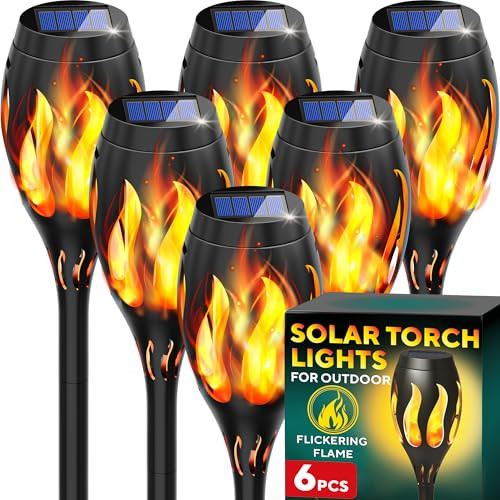 Tiki Torch Solar Lights, 6 Pack