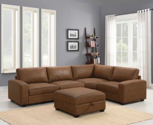 Leon 5-piece Fabric Sectional with Storage Ottoman