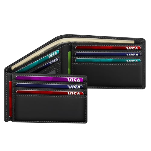 Slim RFID Blocking Genuine Leather Bifold Mens Wallet