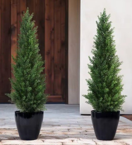 Artificial Cedar Topiary Trees for Outdoor Decor