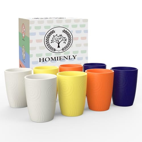 8-Pack Colorful Wheat Straw Cups
