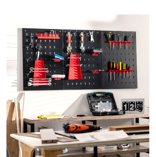 4-Foot Metal Pegboard Wall Organizer Kit