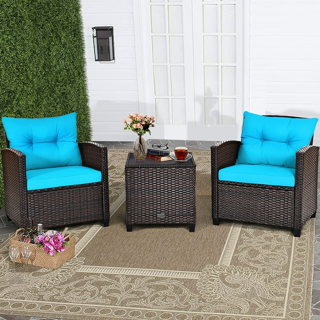 Costway 3-Piece Patio Rattan Conversation Set