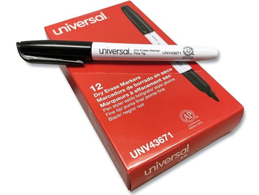 Universal Fine Bullet Tip Dry Erase Marker 12-Pack