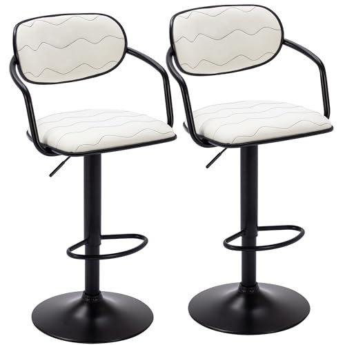 2-Pack Vecelo Adjustable Height Bar Stools (White)