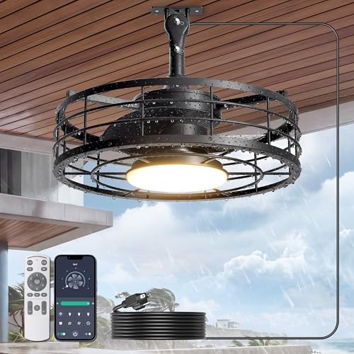 16" Phylluz Weatherproof Plug-In Outdoor Ceiling Fan w/ Lights, Remote & App Control