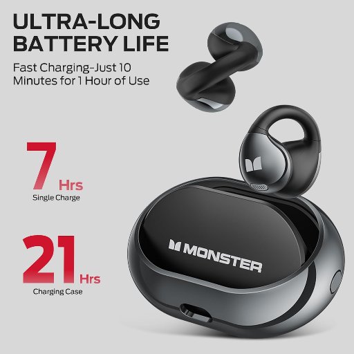Monster Open Ear AC600 Clip On Headphones W/21H Playtime