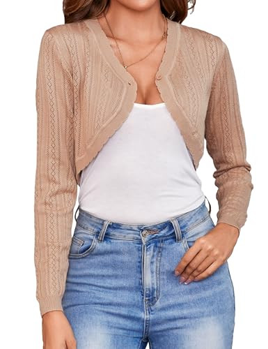 Women's Long Sleeve Cropped Cardigan