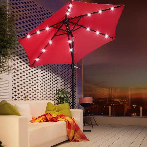 Yaheetech 7.5FT Solar Powered Patio Umbrella