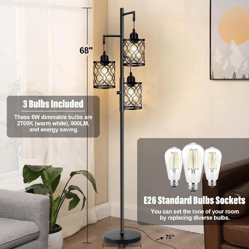 ROTTOGOON Dimmable Farmhouse Floor Lamp