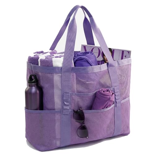 JOYPICKS Large Mesh Beach Tote Bag 22"L x 6.5"W x 16"H