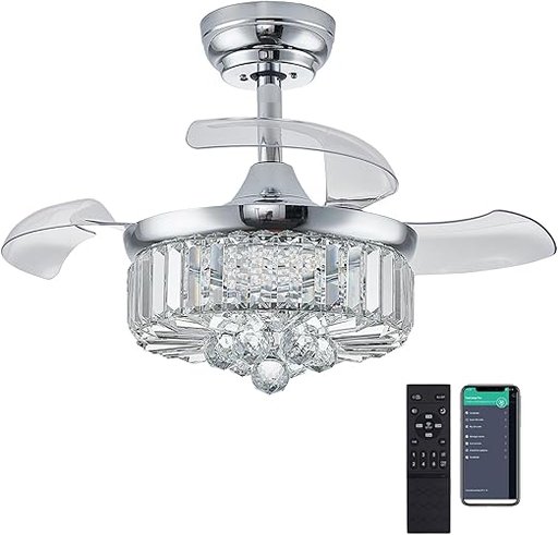 30" Chandelier Crystal Ceiling Fan