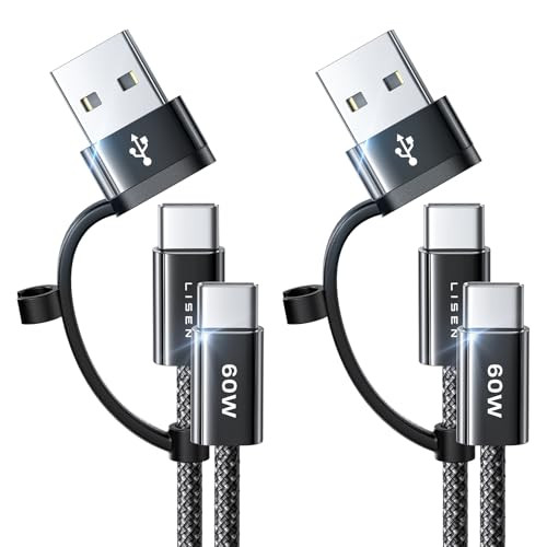 LISEN Type C Charger Cable 2-Pack